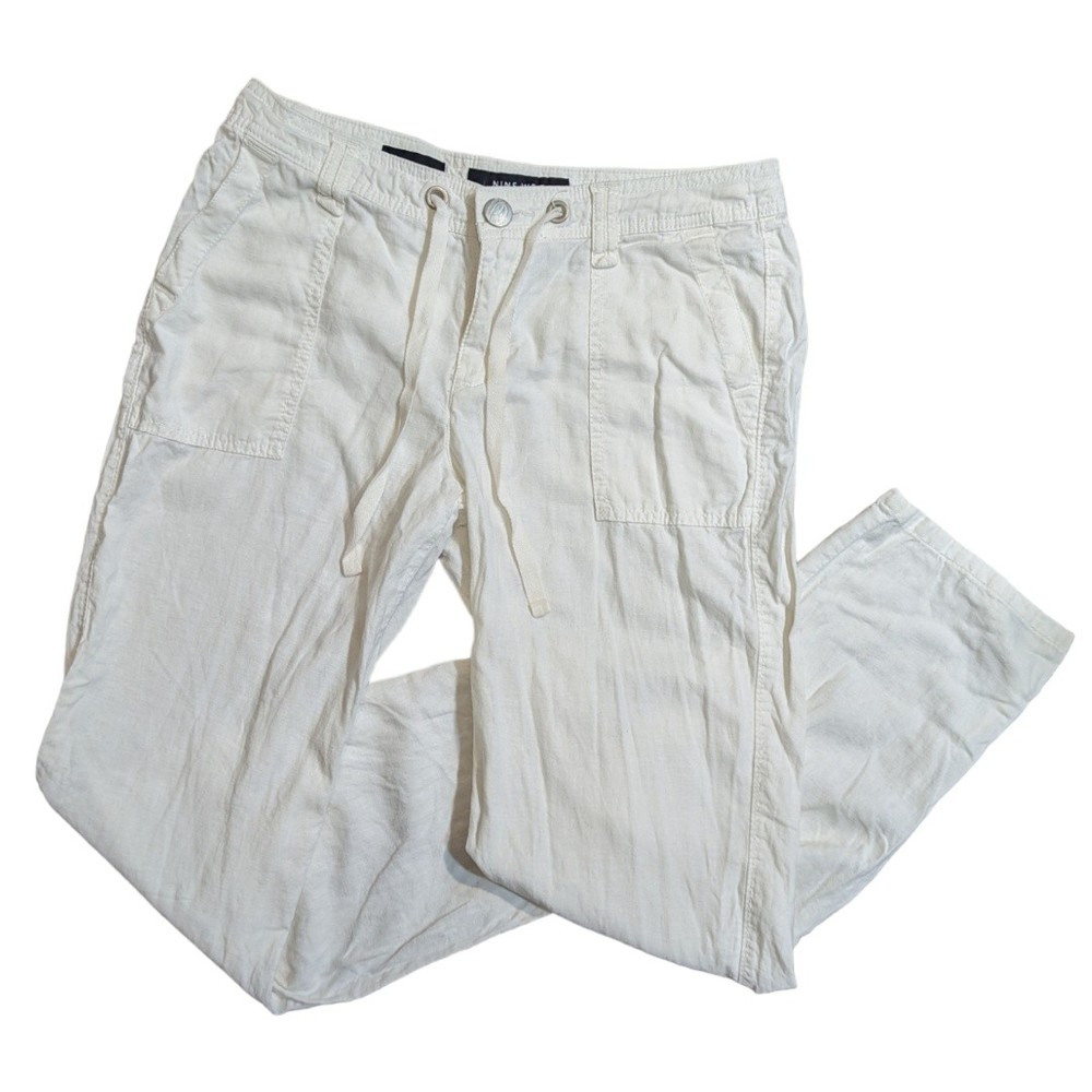 Nine West Jeans Womens Casual Linen Rayon Blend Beach Pants White Size 4R / 27